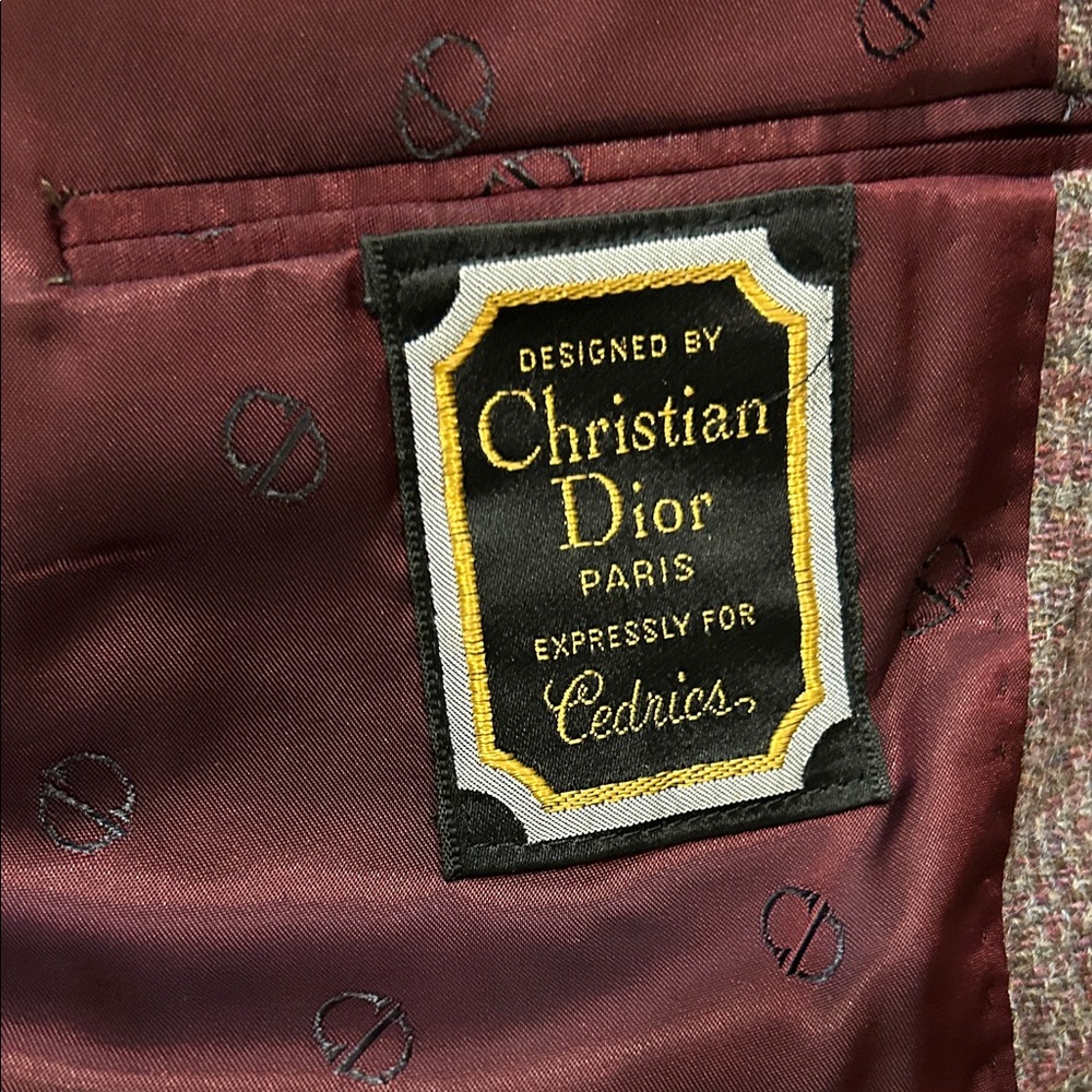 Christian Dior Vintage Men's Purple/Brown Houndstooth Blazer Size 42 Virgin Wool - Picture 2 of 8